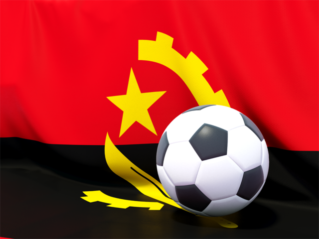 Flag with football in front of it. Download flag icon of Angola at PNG format