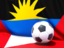 Antigua and Barbuda. Flag with football in front of it. Download icon.