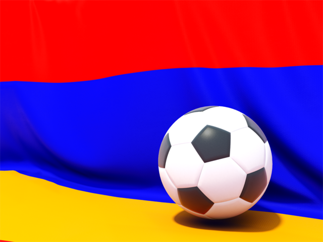 Футбольный мяч на фоне флага. Скачать флаг. Армения