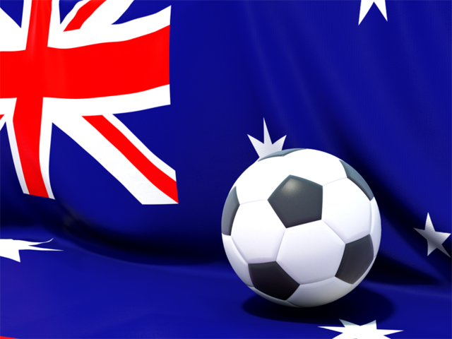Flag with football in front of it. Download flag icon of Australia at PNG format
