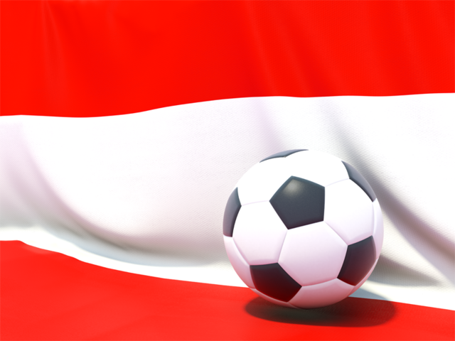 Flag with football in front of it. Download flag icon of Austria at PNG format