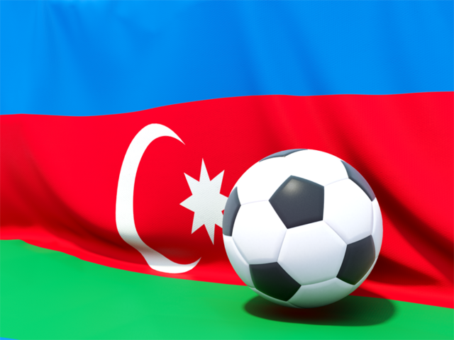 Футбольный мяч на фоне флага. Скачать флаг. Азербайджан