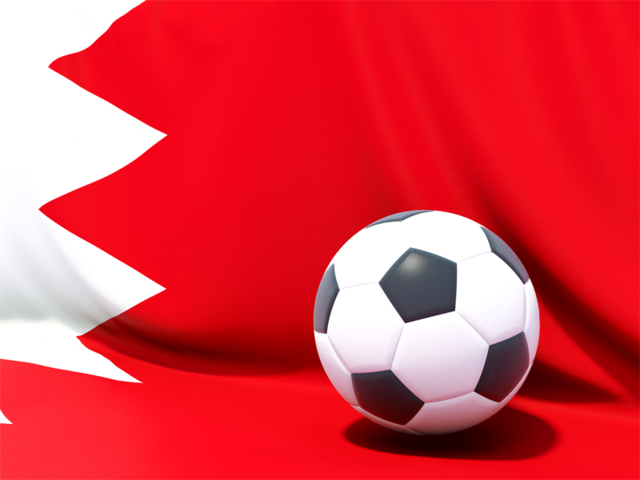 Футбольный мяч на фоне флага. Скачать флаг. Бахрейн
