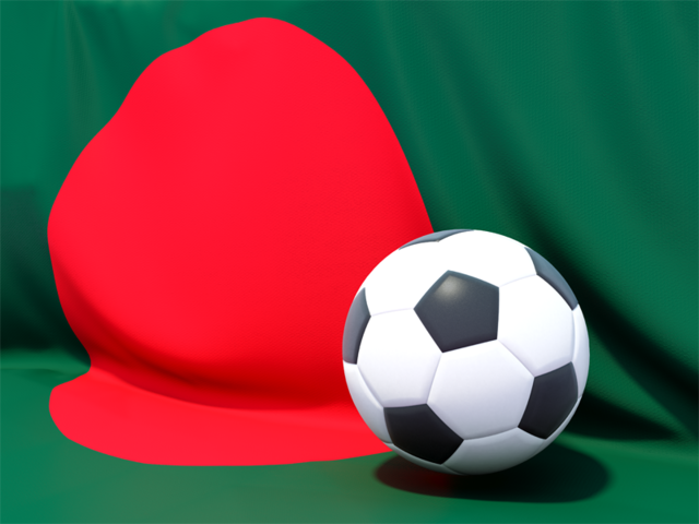 Футбольный мяч на фоне флага. Скачать флаг. Бангладеш