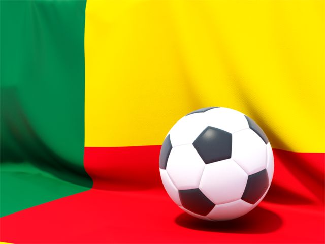 Flag with football in front of it. Download flag icon of Benin at PNG format