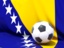 Bosnia and Herzegovina. Flag with football in front of it. Download icon.