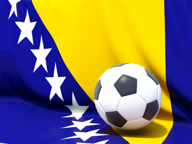 Flag with football in front of it. Download flag icon of Bosnia and Herzegovina at PNG format