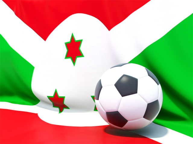 Футбольный мяч на фоне флага. Скачать флаг. Бурунди