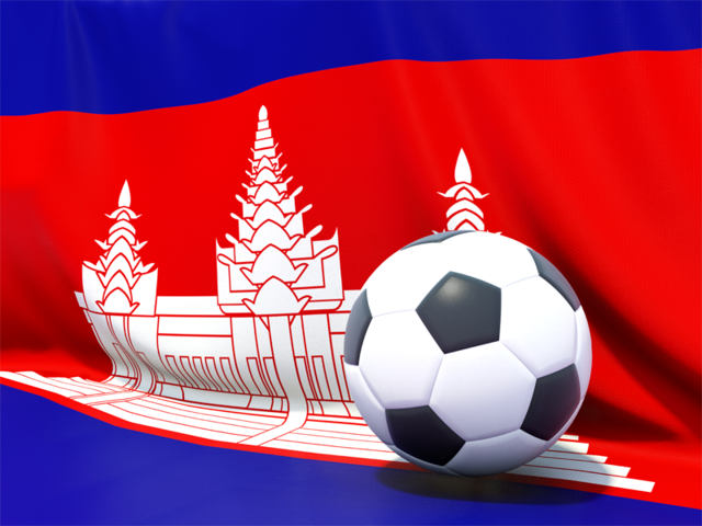 Flag with football in front of it. Download flag icon of Cambodia at PNG format