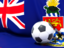 Cayman Islands. Flag with football in front of it. Download icon.