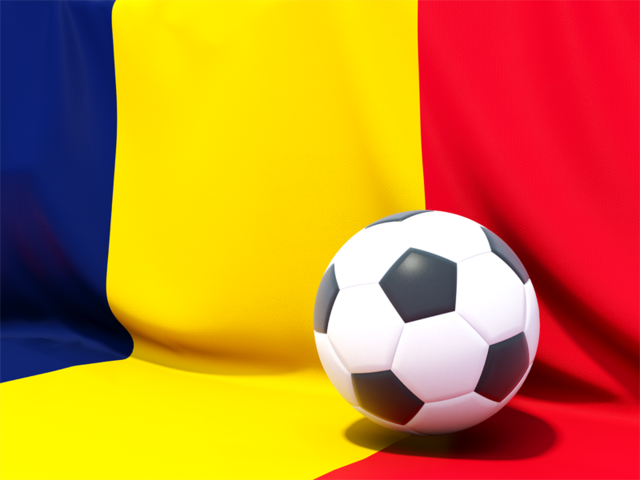 Flag with football in front of it. Download flag icon of Chad at PNG format