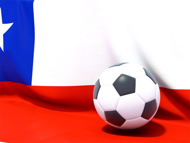 Футбольный мяч на фоне флага. Скачать флаг. Чили