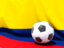 Colombia. Flag with football in front of it. Download icon.