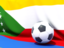 Comoros. Flag with football in front of it. Download icon.