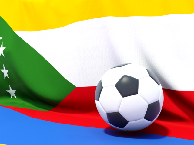 Flag with football in front of it. Download flag icon of Comoros at PNG format