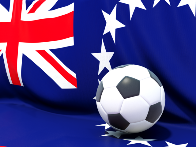 Flag with football in front of it. Download flag icon of Cook Islands at PNG format