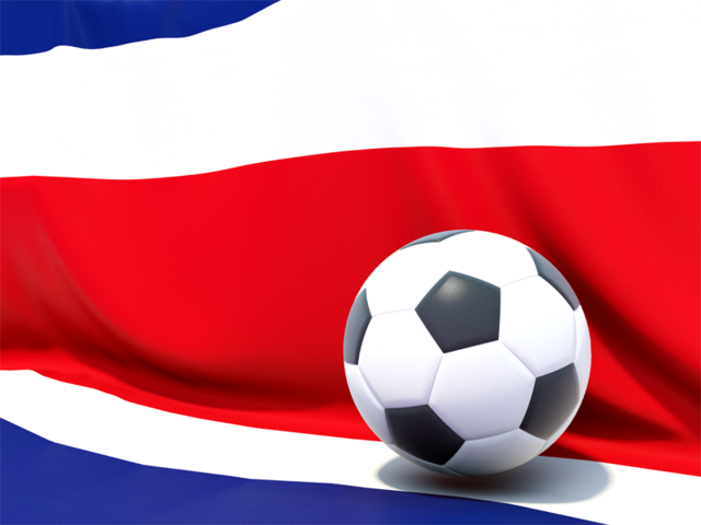 Футбольный мяч на фоне флага. Скачать флаг. Коста-Рика