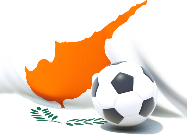 Футбольный мяч на фоне флага. Скачать флаг. Кипр