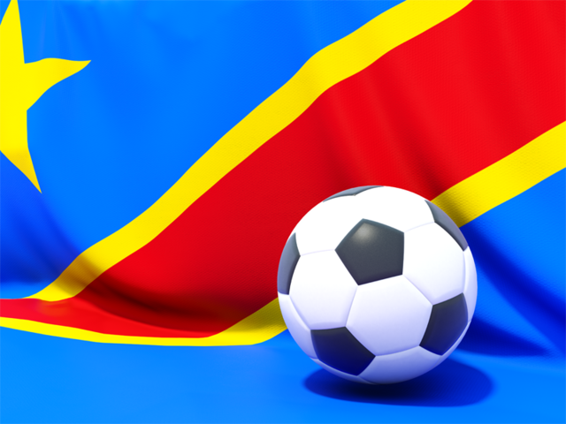 Flag with football in front of it. Download flag icon of Democratic Republic of the Congo at PNG format