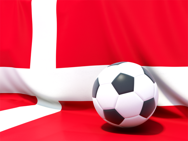 Flag with football in front of it. Download flag icon of Denmark at PNG format