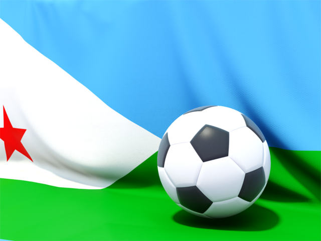 Flag with football in front of it. Download flag icon of Djibouti at PNG format