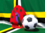 Dominica. Flag with football in front of it. Download icon.