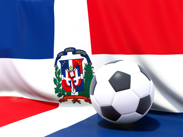 Flag with football in front of it. Download flag icon of Dominican Republic at PNG format