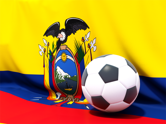 Flag with football in front of it. Download flag icon of Ecuador at PNG format