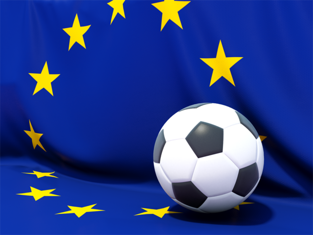 Flag with football in front of it. Download flag icon of European Union at PNG format
