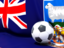 Falkland Islands. Flag with football in front of it. Download icon.