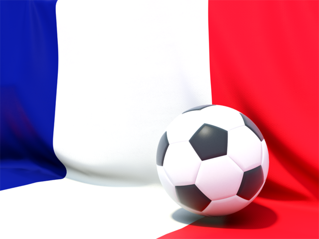 Франция, футбольный мяч на фоне флага. Скачать иллюстрацию