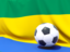 Gabon. Flag with football in front of it. Download icon.