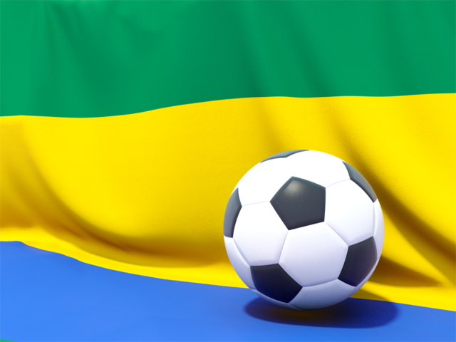 Flag with football in front of it. Download flag icon of Gabon at PNG format
