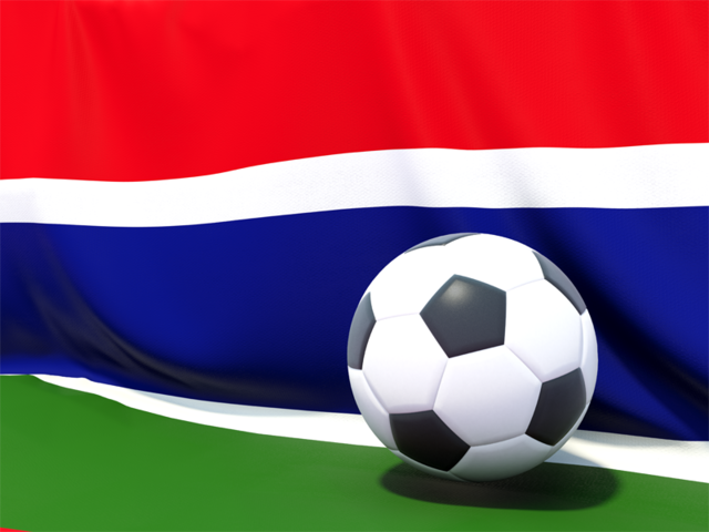 Flag with football in front of it. Download flag icon of Gambia at PNG format