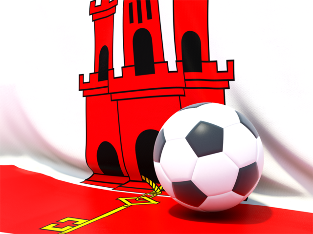 Flag with football in front of it. Download flag icon of Gibraltar at PNG format
