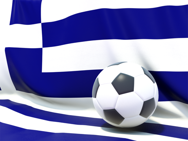 Flag with football in front of it. Download flag icon of Greece at PNG format