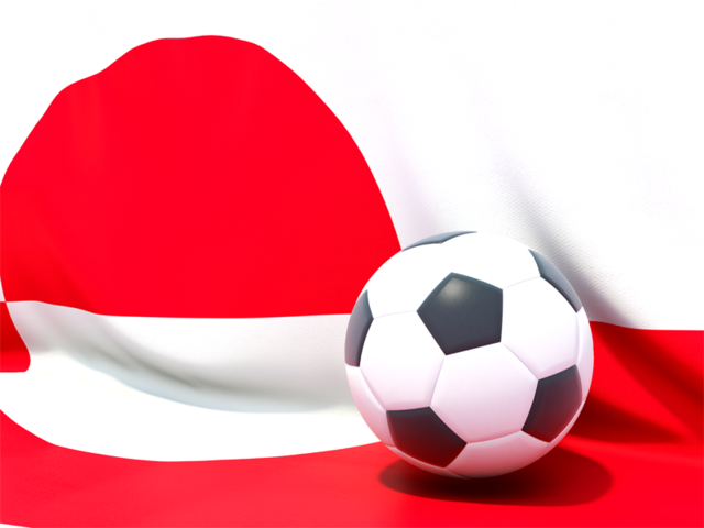 Футбольный мяч на фоне флага. Скачать флаг. Гренландия