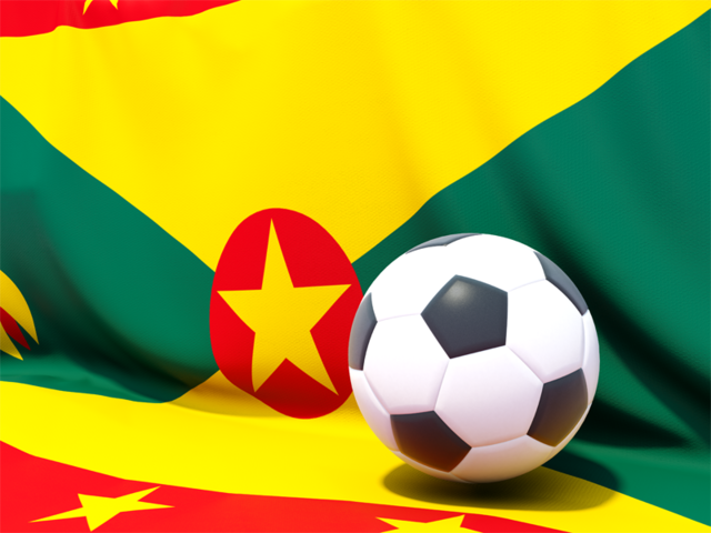 Футбольный мяч на фоне флага. Скачать флаг. Гренада