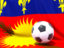 Guadeloupe. Flag with football in front of it. Download icon.