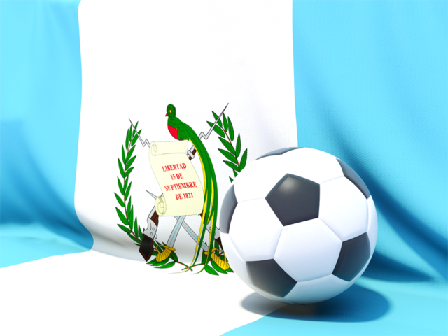 Футбольный мяч на фоне флага. Скачать флаг. Гватемала
