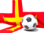 Guernsey. Flag with football in front of it. Download icon.