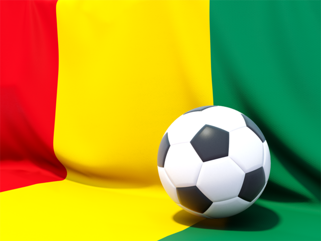 Flag with football in front of it. Download flag icon of Guinea at PNG format