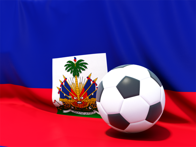 Футбольный мяч на фоне флага. Скачать флаг. Гаити