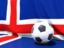 Iceland. Flag with football in front of it. Download icon.