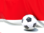 Indonesia. Flag with football in front of it. Download icon.