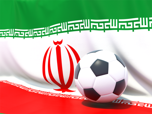 Flag with football in front of it. Download flag icon of Iran at PNG format