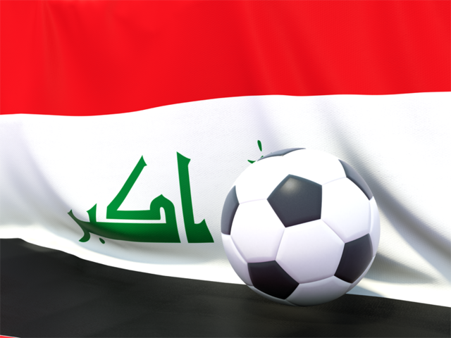 Футбольный мяч на фоне флага. Скачать флаг. Республика Ирак