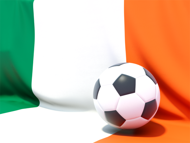 Футбольный мяч на фоне флага. Скачать флаг. Ирландия