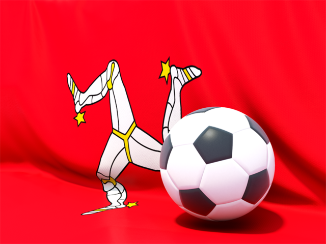 Flag with football in front of it. Download flag icon of Isle of Man at PNG format