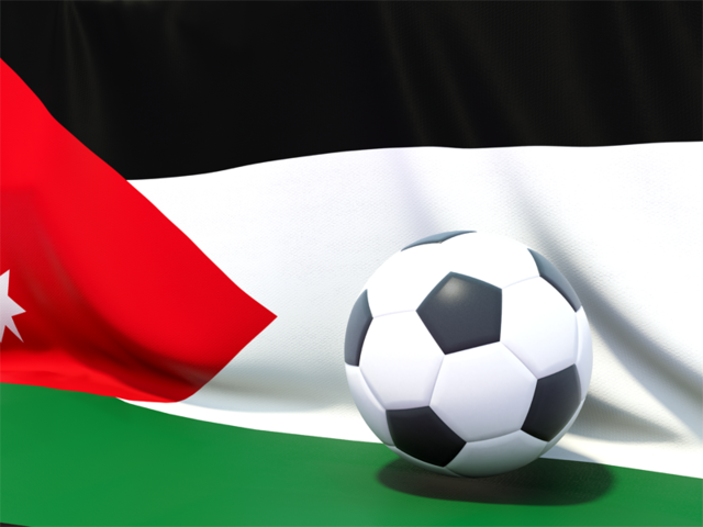 Футбольный мяч на фоне флага. Скачать флаг. Иордания